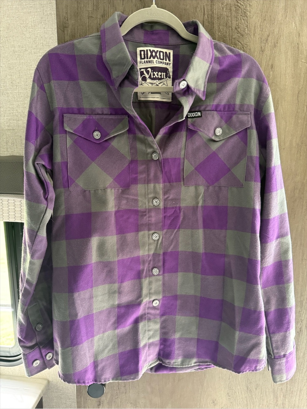 DIXXON Vixen Women’s Purple & Gray Plaid Button-Down Shirt